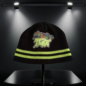 Youth Teenage Muntant Ninja Turtles Knit Logo Black Green Stripe Beanie